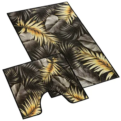 Produktbild von Koupelnová sada předložek 3D 60x100+60x50cm Listy zlaté