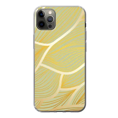 Produktbild von MuchoWow® Handyhülle Schutzhülle Hülle für iPhone 12 Pro Max Goldene Wellen auf grünem Hintergrund Silikon Softcase Handy Hülle - Hartschale