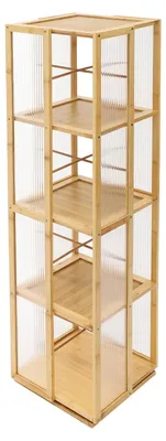 Immagine prodotto di Libreria girevole - Scaffale a 4 ripiani - Rotazione a 360° - Bambù - Ideale per il soggiorno - Dimensione media - Colore legno