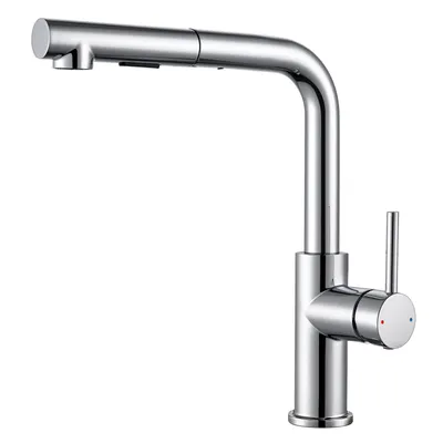 Produktbild von Sofetiy Max Hochdruck-Küchenarmatur aus Edelstahl, 2 Strahlarten, 360 Einhanddrehung, L-förmiger Auszug,geeignet für Einzel- und Doppelspülen,Chrom