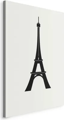Produktbild von Vlies Leinwandbild - Eiffel Tower Simple Graphics in Black and White 40x60 cm Abstrakt d-C-10023-b-a