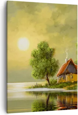 Produktbild von Bild auf Leinwand - Leinwandbild - Einteilig - Boot Wasser Hütte - 50x70cm - Wand Bild - Wanddeko - Wandbilder - Leinwanddruck - Kunstdruck - Wanddekoration - Leinwand bilder - Wandbild - PA50x70-3498