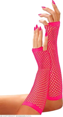 Produktbild von Neonpinke DISCO Mesh Handschuhe 80er
