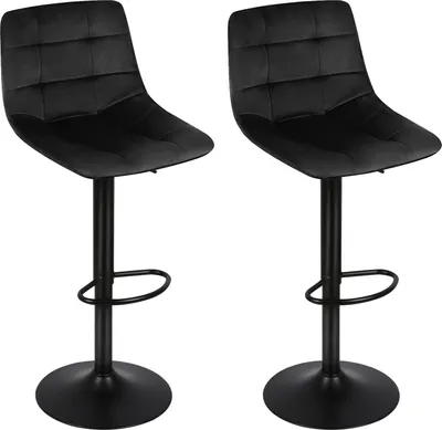 Produktbild von 2er-Set Barhocker aus Samt - Barstuhl Tresenhocker Küchenstühle Chrom Schwarz