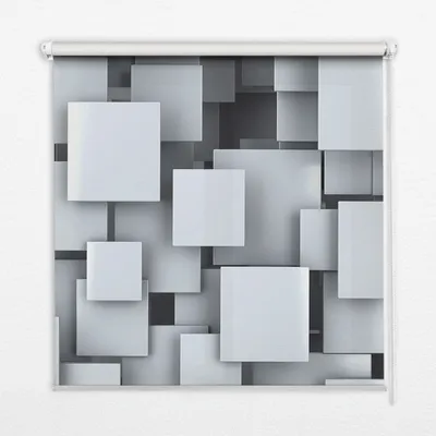 Produktbild von Seitenzug-Rollo Fensterrollo Jalousie - Thermo-Rollo Verdunkelungsrollo - 140x180 cm - Graue 3D-Quadrate