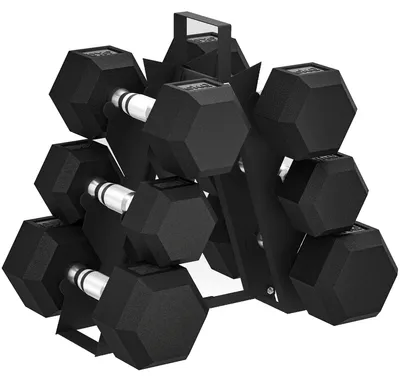 Immagine prodotto di Set di Manubri Palestra 2x4kg 2x6kg 2x8kg con Supporto in Metallo con Impugnatura Antiscivolo Nero