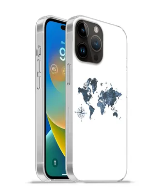 Produktbild von MuchoWow® Handyhülle Schutzhülle Hülle für Apple iPhone 14 Pro Max Weltkarte - blau - Kompass Silikon Softcase Handy Hülle - Hardcover