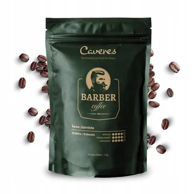 Zdjęcie produktu dla Świeżo palona kawa ziarnista do ekspresu Caveres Barber 1kg, 60% Arabika 40% Robusta, Rzemieślnicza Palarnia Kawy Premium