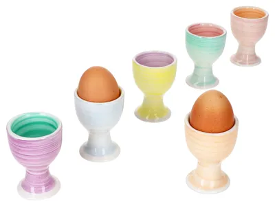 Image de lot de 6 coquetiers Pastello petit déjeuner brunch buffet faïence multicolore décor strudel