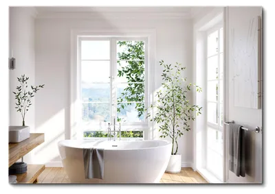 Produktbild von Wallfluent Rechteckig Spiegel – Rahmenloser Wandspiegel – Badezimmerspiegel Glas Spiegel - 100 cm x 70 cm