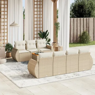 Image de Maison Exclusive - Ensemble de salon de jardin 8 pièces avec coussins, rotin synthétique beige