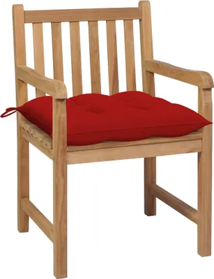 Produktbild von vidaXL Gartenstühle 2 Stk. mit Roten Kissen Massivholz Teak