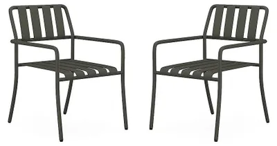 Produktbild von 2er-Set stapelbarer Gartensessel aus Metall - Anthrazit - BIRMOS by MYLIA