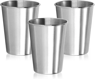 Obrázek produktu pro Sada 3 nerezových hrníčků o objemu 260 ml z oceli 304 – lehké a odolné hrníčky na pití pro kempování, cestování nebo doma – nerozbitné, bez BPA a recyklovatelné (260 ml – 3 ks)