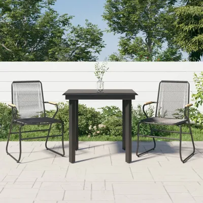Produktbild von Maison Exclusive - 3-tlg. Garten-Essgruppe Schwarz PVC Rattan