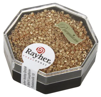 Immagine prodotto di Rayher Delica-Rocailles, Miyuki-Rocailles, oro, 1,6 mm ø, stagno 4 g, perline da infilare, piccole perle di vetro, 14760616