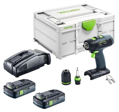 Image de Perceuse-visseuse sans fil Festool T 18+3-Basic 18 V 50 Nm Brushless + 2 batteries 4,0 Ah + chargeur rapide + Systainer