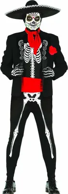 Produktbild von Fiestas Guirca - Kostüm für Jugendliche Jungen, Tag der Toten Set FG1132 (164-176) (Schwarz/Rot)