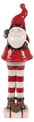 Immagine prodotto di Clayre & Eef decorazione natalizia statuetta Babbo Natale 7x7x23 cm Vetroceramica bianca rossa