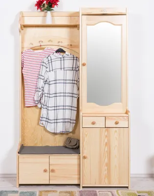 Produktbild von Garderobe Kiefer massiv Vollholz natur 28A - 200 x 125 x 41 cm (H x B x T)