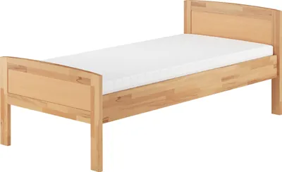 Produktbild von Seniorenbett Einzelbett Buchebett natur 90x200 Futonbett Zubehör wählbar V-60.72-09Rollrost und Matratze inkl.