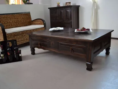 Produktbild von MiaMöbel Couchtisch Mexico Möbel 120x40x80 cm Kolonialstil Massivholz Pinie Kolonialstil
