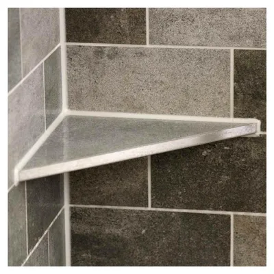 Produktbild von Eckablage für die Dusche ohne Bohren, befliesbar, aus V2A Edelstahl (185 x 185 mm)