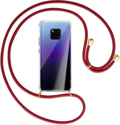 Produktbild von Handykette Backcover-Schutzhülle mit Band (Metall goldfarben) für Huawei Mate 20 Pro - dunkelrot