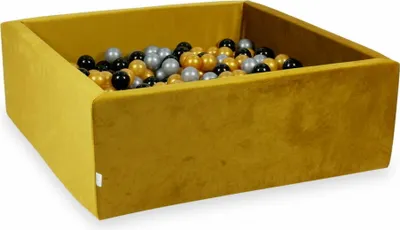 Obrázek produktu pro Kuličkový bazén 110x110x40 sametově zlatý - S 600 koulemi / stříbrná, zlatá, černá