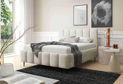 Obrázok produktu pre Manželská čalúnená posteľ 180x200 SERAFINA LEG - ecru 2