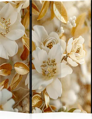 Produktbild von LUMASOUL Paravent doppelseitiger, Paravent Raumteiler Innen, Blumen Motiv, 135x172 cm