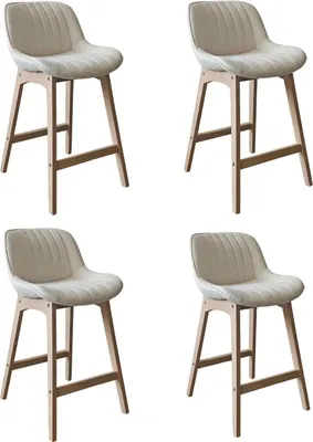 Image de Lot de chaises NORDEN de bar en chêne et tissu velours côtelé H65cm