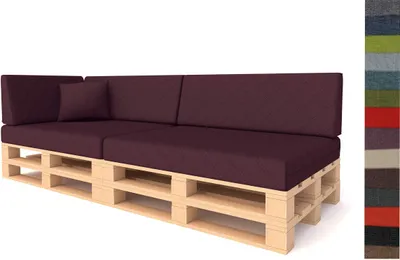 Obrázek produktu pro Pillows24 - Polštáře z palet - 6dílná sada | Prošívaná podložka z palet - odolná proti UV záření a vodě s odnímatelnými potahy - venkovní/venkovní, švestka