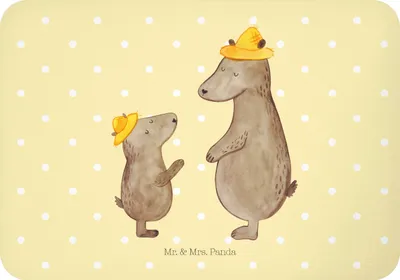 Produktbild von Mr. & Mrs. Panda Kühlschrankmagnet Bären mit Hut - Gelb Pastell - Geschenk, Vatertag, Vater, haftmagnet, Muttertag, tafelmagnet, whiteboardmagnet, Bär, küchenmagnet, Paps