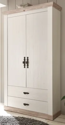 Produktbild von Garderobenschrank "Rovola" Pinie weiß / Oslo Pinie Landhaus Garderobe Schuhschrank