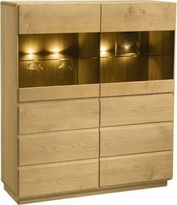 Produktbild von Vitrine Fazenda 19, Farbe: Natur, Eiche teilmassiv – 137 x 119 x 41 cm (H x B x T)