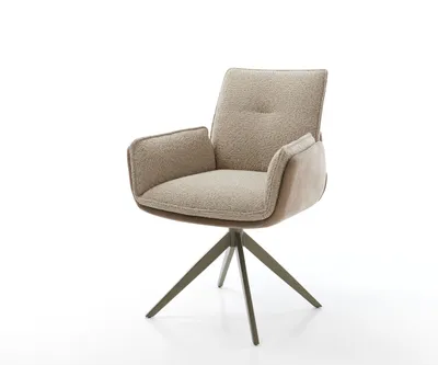 Produktbild von DELIFE Drehstuhl Nela-Flex Materialmix Schlamm Kreuzgestell breit Effektfinish Titan 360° drehbar
