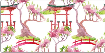 Produktbild von Schreibtischmatte Tischunterlage 90x45 cm Mauspad - Japanische Motive.