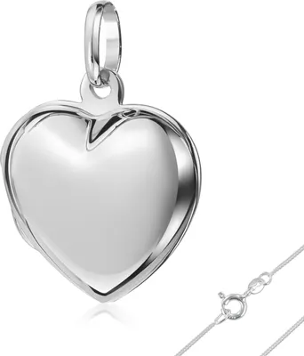 Produktbild von Kleines Herz Medaillon: Silber Foto Anhänger mit Kette