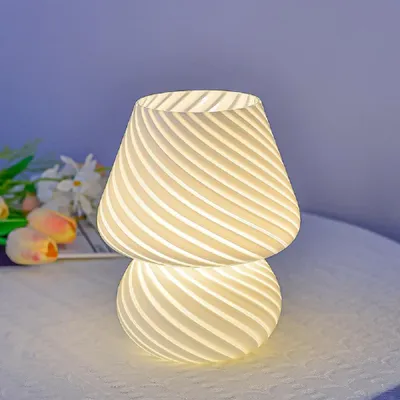 Produktbild von Pilzförmige LED-Glaslampe mit 3 Farben, USB-Anschluss und Fernbedienung, für Büro/Schlafzimmer/Wohnzimmer