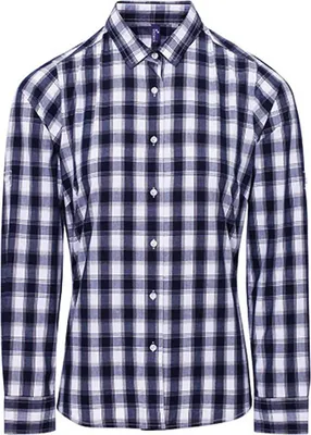 Zdjęcie produktu dla Damska koszula z długim rękawem Premier Workwear Mulligan Check Bawełna
