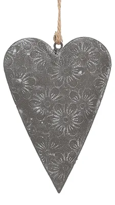 Immagine prodotto di Ciondolo decorativo Clayre & Eef cuore 8 cm metallo grigio