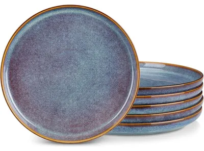 Productafbeelding van Serviesbord, set van 6, 26 cm, steengoed. Serviesbordenset, 6 stuks, lavendelblauw