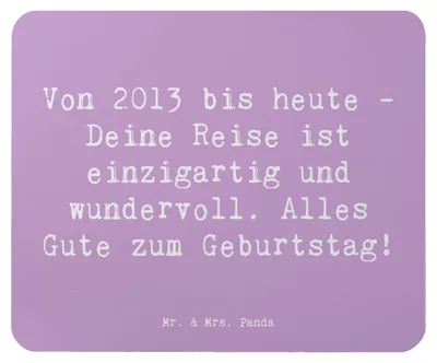 Produktbild von Mr. & Mrs. Panda Mousepad Spruch 2013 Geburtstag - Lavendeltraum - Geschenk, Mauspad, Alter, Mouse Pad, pc mausunterlage, Geburtstagsspruch, Geburtstagsfeier, mousematte