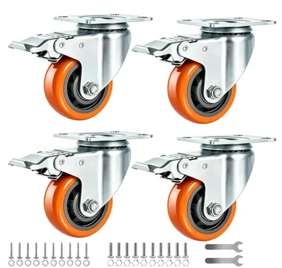 Obrázok produktu pre 4 kolieska s brzdou – ťažké nábytkové kolieska o priemere 75 mm, s nosnosťou až 500 kg, otočné o 360°