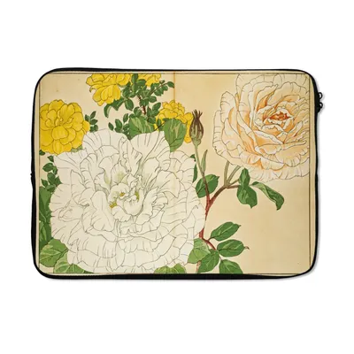 Produktbild von MuchoWow® Laptop Hülle 13 Zoll Japanischer Holzschnitt mit Blumen Laptoptasche - Laptophülle - Sleeve - Rundumschutz