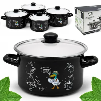 Zdjęcie produktu dla Komplet ZESTAW GARNKÓW Emaliowanych 8EL Tradycyjne GARNEK EMALIA Garnki