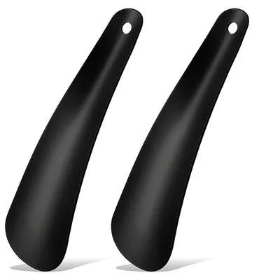 Immagine prodotto di 2 cucchiai per infilare le scarpe, in acciaio inossidabile, 16 cm, colore nero