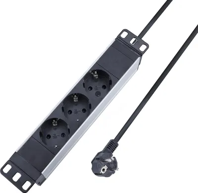 Produktbild von as-Schwabe 3-fach Steckdosenleiste RACK 10 Zoll 2m Netzwerk Mehrfachsteckdose