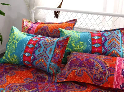 Zdjęcie produktu dla Zestaw 2 pokrowców na poduszki w stylu boho, indyjski wzór, 40 x 80 cm - 120 g, wysokiej jakości pokrowce, pokrowce w stylu boho